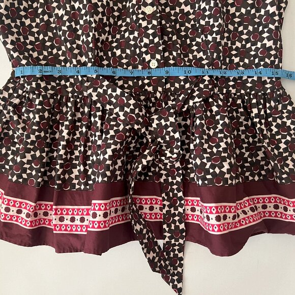 Kate Spade Peplum Top Large Sleeveless Rambling Roses Floral Tile - Picture 3 of 4